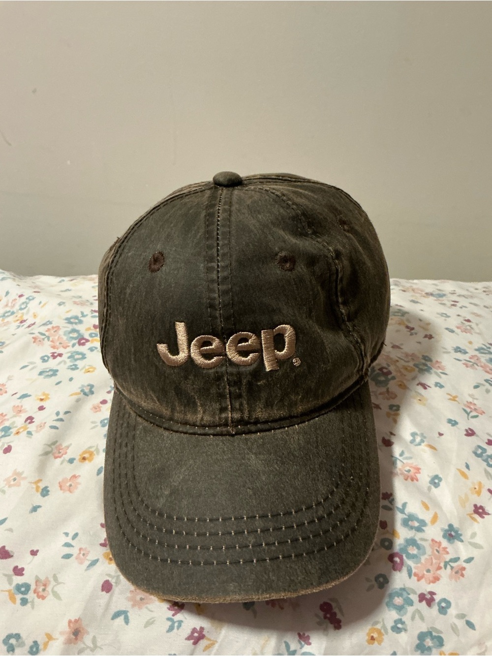 Jeep Men's Dark Olive Green Embroidered Logo Baseball Cap